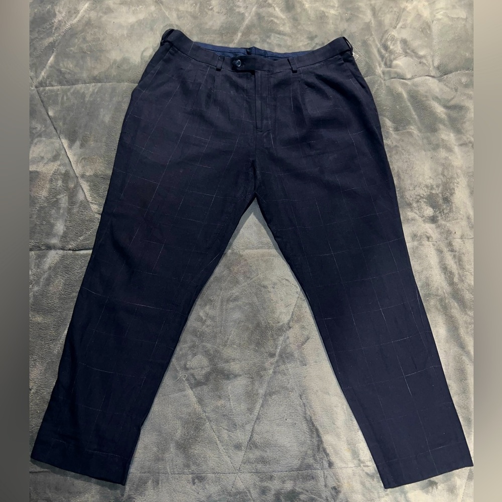 Pleated & Tapered Navy Dress Pants - Express - Size 36 x 30